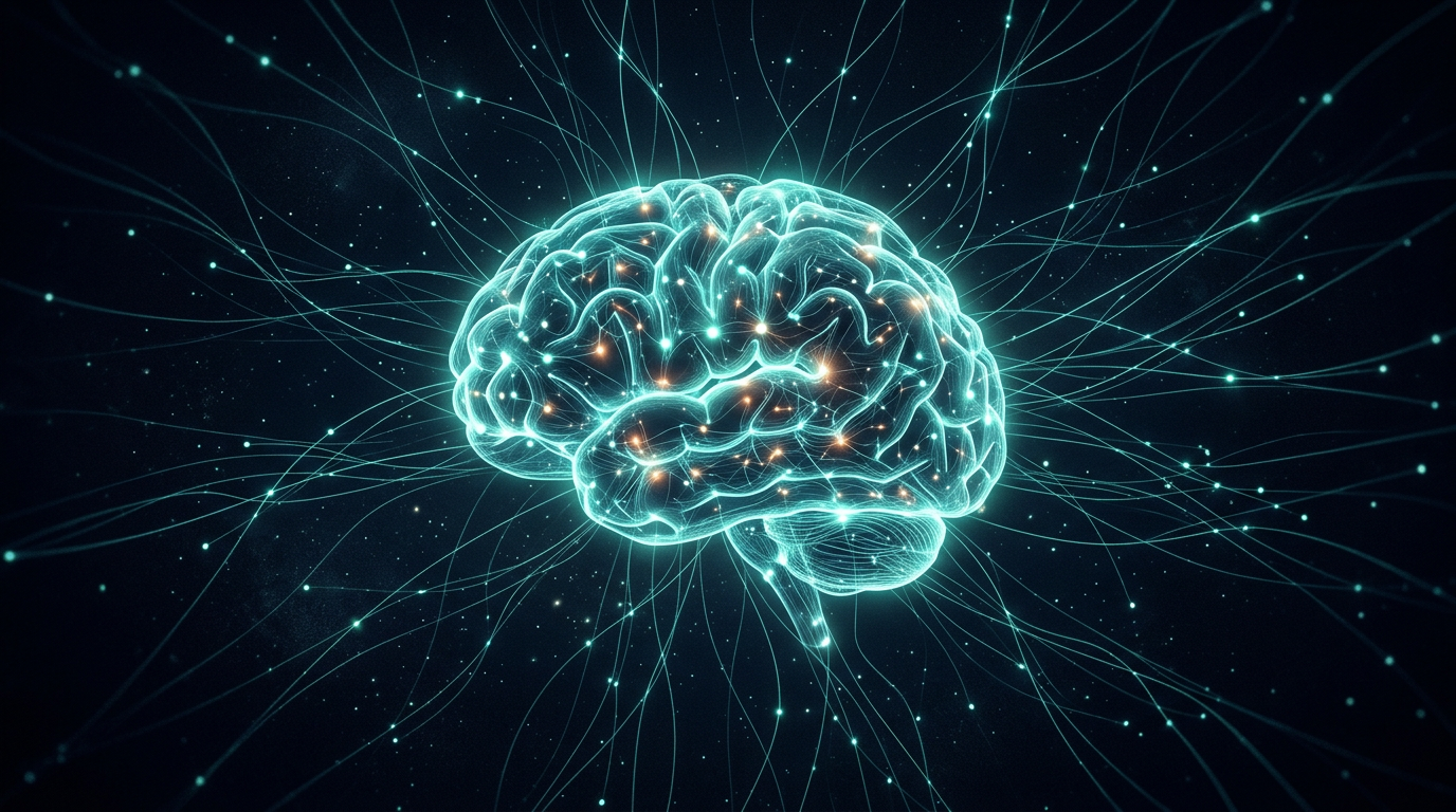 Gwen - luminous brain with neural connections